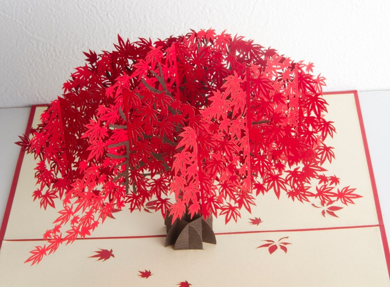 Japanese Maple - Pop Up Card, Art paper, Greeting Card, Quilling Card, Craft cards, Handmade card. 