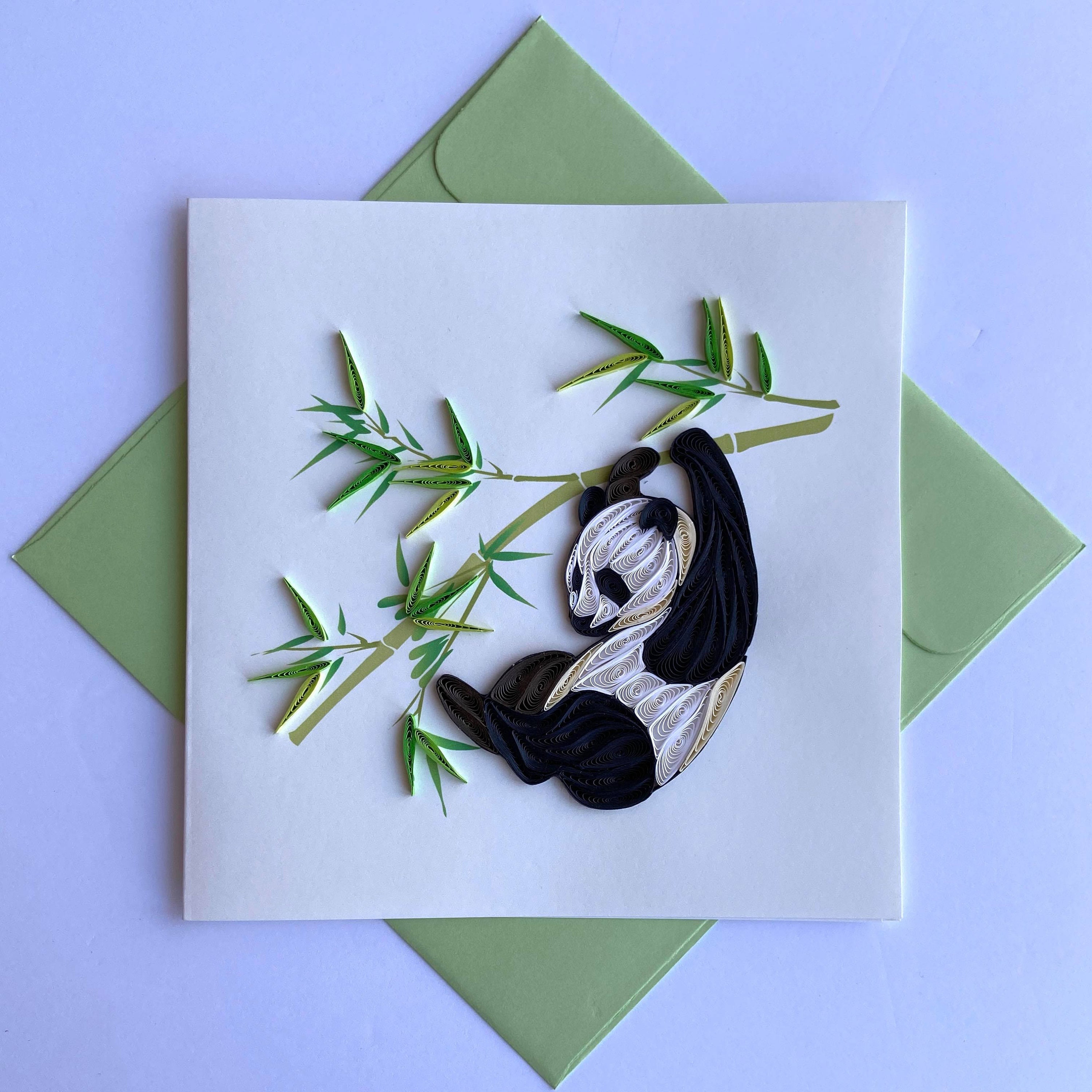 Panda Quilling Card Art Paper Greeting Card Quilling Card Etsy