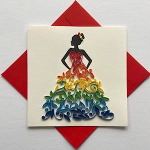 Belle fille - Carte quilling, papier artistique, carte de voeux
