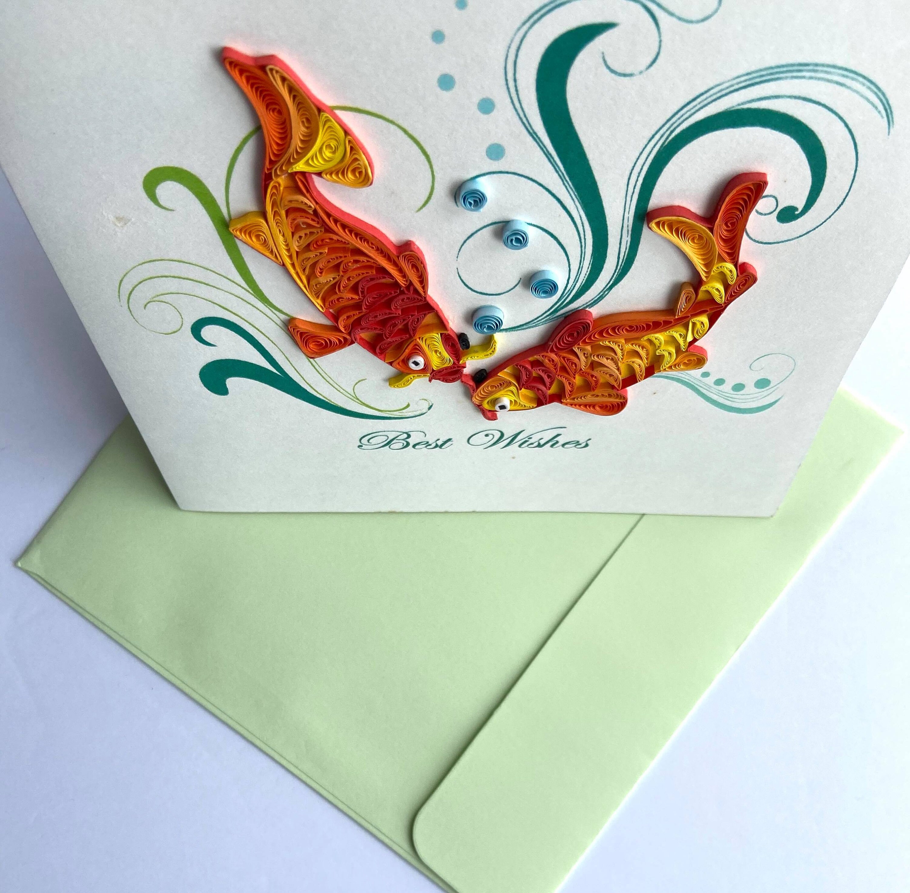 Koi fish Quilling Card Art paper Greeting Card Quilling Etsy
