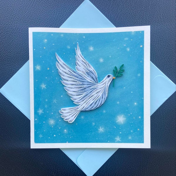 Dove bird- Quilling card, Handmade card, Greeting card