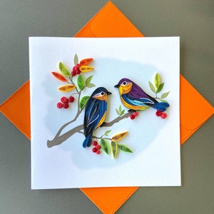 Couple d'oiseaux - Carte Quilling