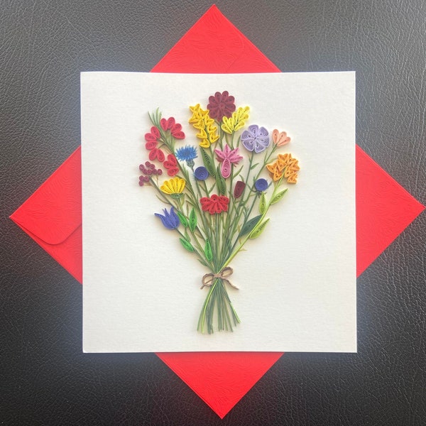 Flower- Quilling Card, Art paper, Greeting Card, Quilling Card, Craft cards, Handmade card.
