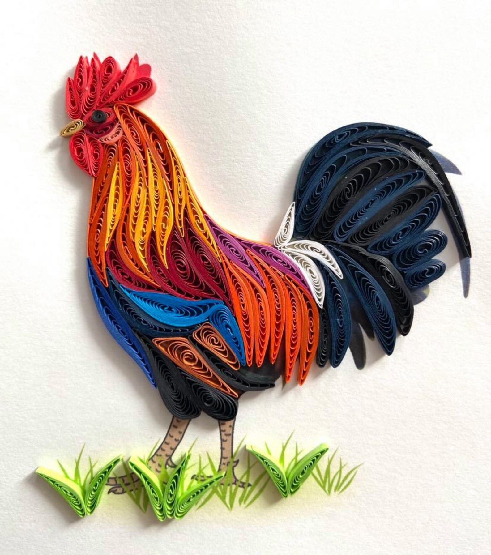 Red Rooster Quilling Card Art paper Greeting Card Quilling Etsy