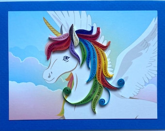 COMBINE- Quilling & Pop up - Unicorn card