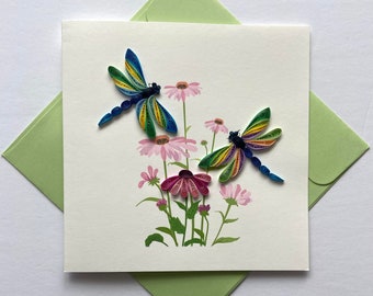 Dragonfly- Quilling Card, Art paper, Greeting Card, Quilling Card, Craft cards, Handmade card.