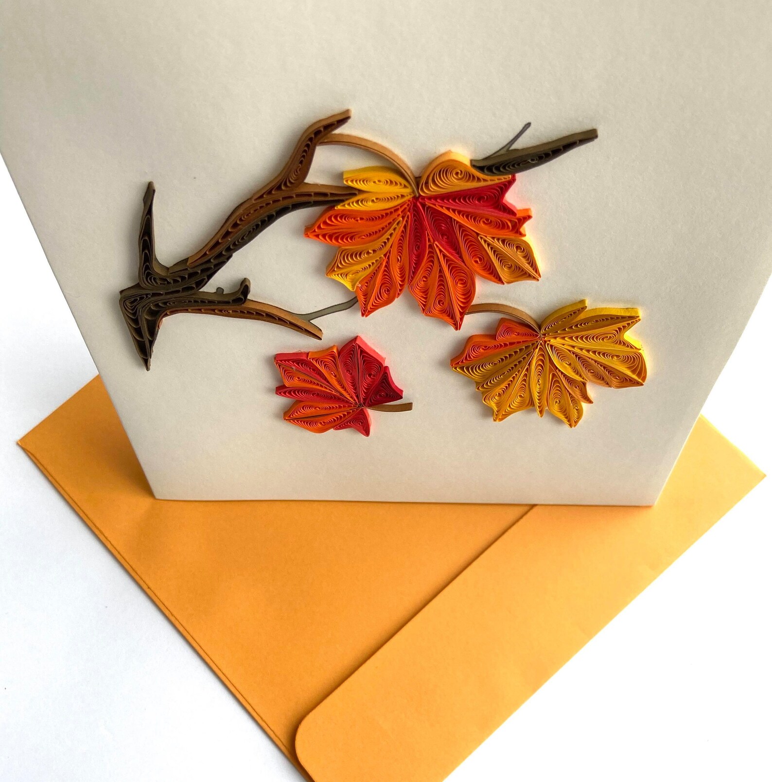Fall Leaves Quilling Card Art Paper Greeting Card Quilling Etsy