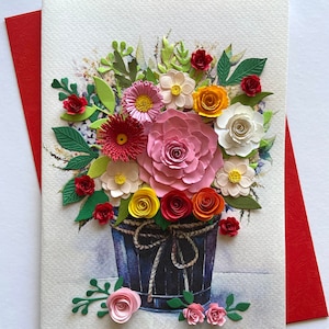 Flower- 3D card, Art paper, Greeting Card, Quilling Card, Craft cards, Handmade card.