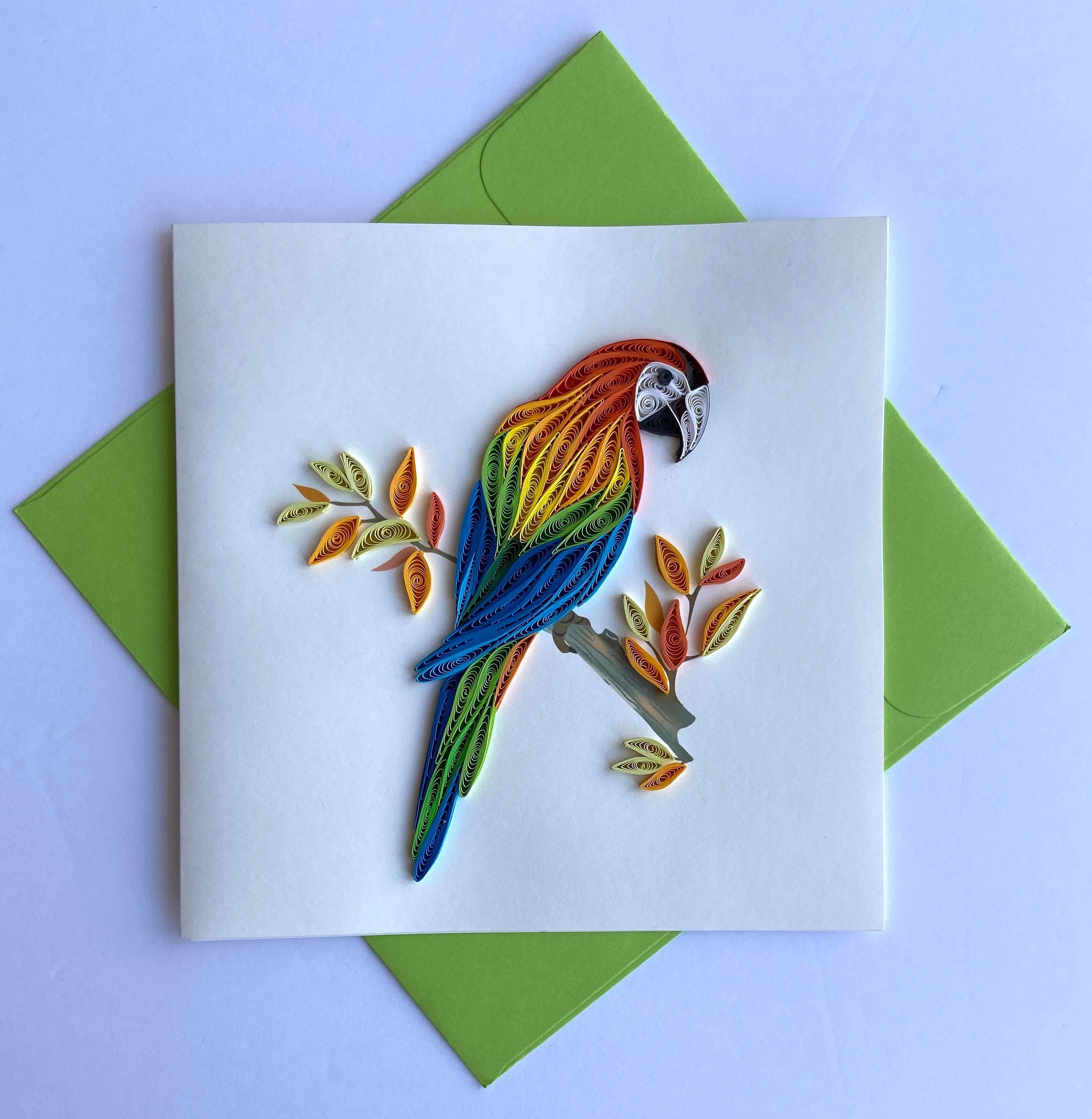 Parrot Quilling Card Art paper Greeting Card Quilling Card Etsy