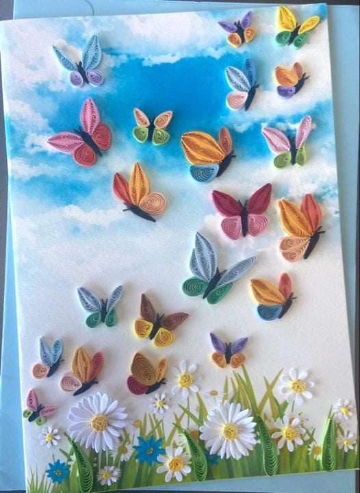 Buterfly- Quilling Card, Art Paper, Greeting Card, Handmade Card. - Etsy