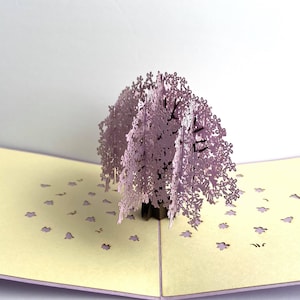 Purple Tree - Pop Up card, Art paper, Greeting Card, Quilling Card, Craft cards, Handmade card.