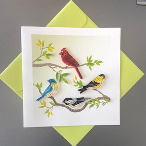 Oiseaux - Cartes quilling, Carte faite main, Carte de voeux