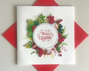 Christmas - Quilling Card, Art paper, Greeting card, handmade card