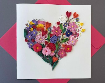 Tarjetas de corazón - Tarjeta de quilling, tarjeta hecha a mano