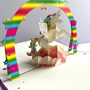 Unicorn - Pop Up Card, Kunst papier, Wenskaart, Quilling Kaart, Craft kaarten, Handgemaakte kaart.