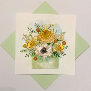 Flower Quilling Card, Art paper, Greeting Card, Quilling Card, Craft cards, Handmade card.