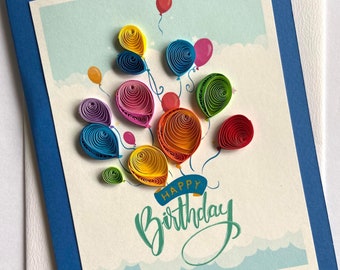 20 Sets DIY Quilling Card Kits - Birthday Theme With Paper Strips & Tools - Perfect Handmade Greeting Cards