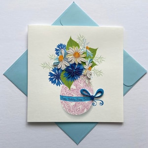 Flower Happy Birthday - Quilling card, Greeting card, Art paper, handmade card