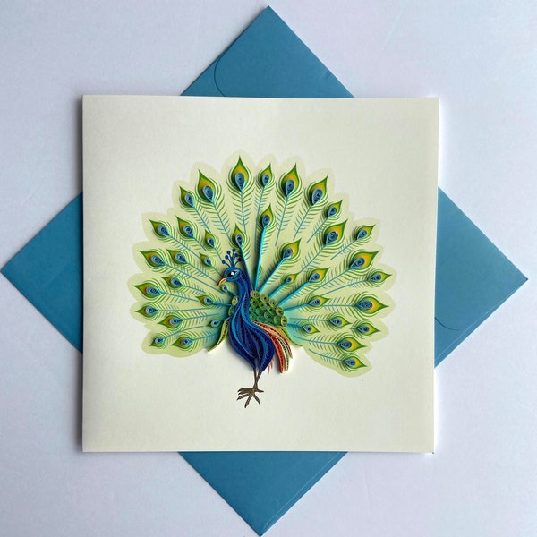 Peacock Quilling Card, Art paper, Greeting Card, Quilling Card, Craft cards, Handmade card.
