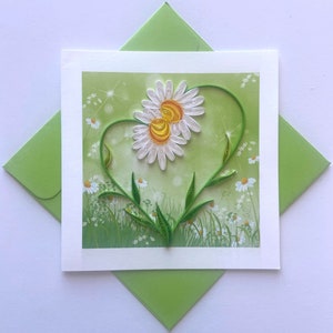 Carte de quilling de fleurs, papier d'art, carte de voeux, carte de quilling, cartes d'artisanat, carte faite main.