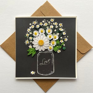Carte de quilling de fleurs, papier d'art, carte de voeux, carte de quilling, cartes d'artisanat, carte faite main.