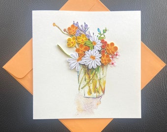 Flower- Quilling Card, Art paper, Greeting Card, Craft cards, Handmade card.