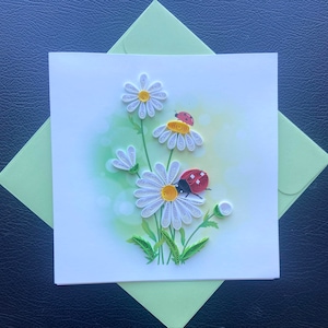 Fleur - Carte quilling, papier d'art, carte de voeux, carte faite main.