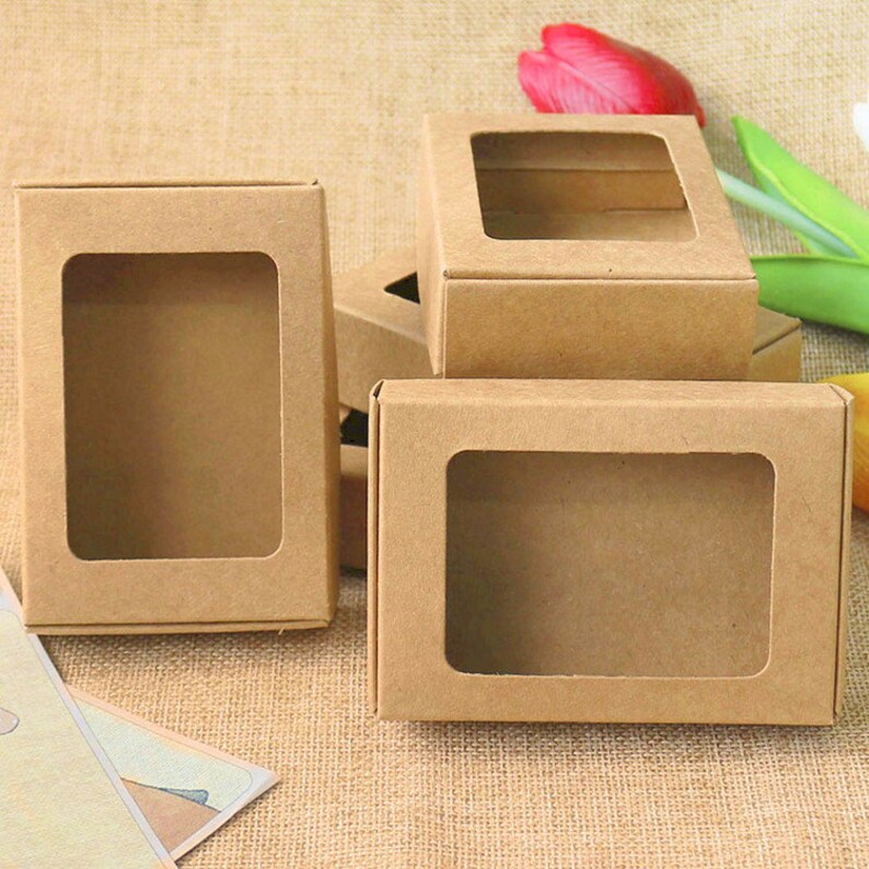 20pcs Blank Kraft Paper Box with Window Handmade Soap Box Etsy