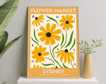 Flower Market Poster, Sydney, Botanical Poster, Flower Market Wall Set, Botanical Wall Art, Digital Art Print Set, Flower Market Print