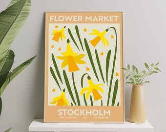 Blumenmarkt Poster, Stockholm, Botanisches Poster, Blumenmarktwandset, Botanische Wandkunst, Digitales Kunstdruckset, Blumenmarktdruck