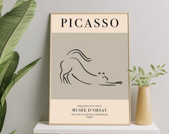 ピカソプリント～猫の線画スケッチ～展覧会ポスター～印刷可能な