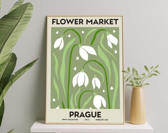 Prague Flower Market Poster, Botanical Poster, Flower Market Wall Set, Botanical Wall Art, Digital Art Print Set, Flower Market Print