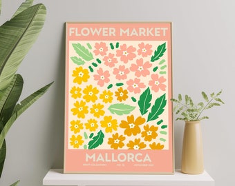 Blumenmarkt Poster, Mallorca, Botanisches Poster, Blumenmarkt Wandset, Botanische Wandkunst, Digitale Kunst Druck Set, Blumenmarkt Druck
