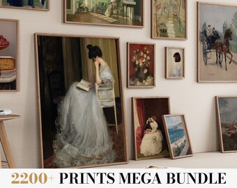 2200+ Wall Art Prints Set, Mega Bundle, Vintage Printable Rustic European, French Village Farmhouse Antique Oil Painting, Digital Download