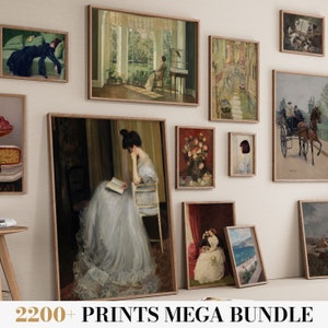 2200+ Wall Art Prints Set, Mega Bundle, Vintage Printable Rustic European, French Village Farmhouse Antique Oil Painting, Digital Download