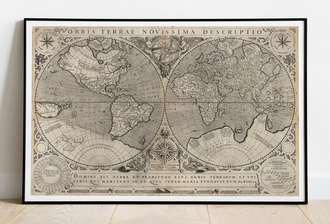1632 Mapa del atlas, Mapa vintage, Mapa del mundo, Mapa antiguo, Typys ...