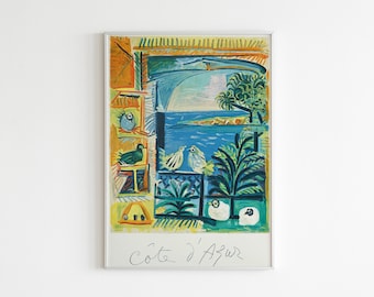 Pablo Picasso-tryck, COTE D'AZUR, minimalistisk kubistisk konst, Picasso-utställning, modernt konsttryck, högkvalitativt tryck, digital nedladdning