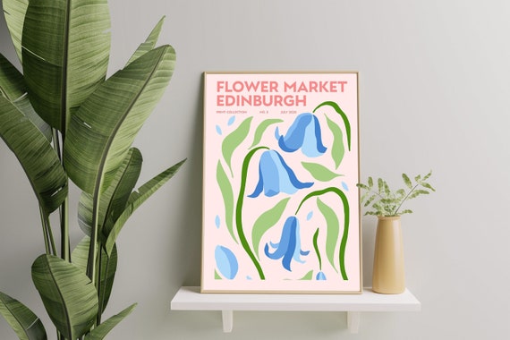 Edinburgh Flower Market Poster, Botanical Poster, Flower Market Wall Set, Botanical Wall Art, Digital Art Print Set, Flower Market Print