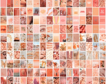 Peach Wall Collage Kit, 162 Pcs Aesthetic Room Decor, Teen Girl Room Posters, Y2K Dorm Photo Wall, Trendy Collage Set (Digital Download)