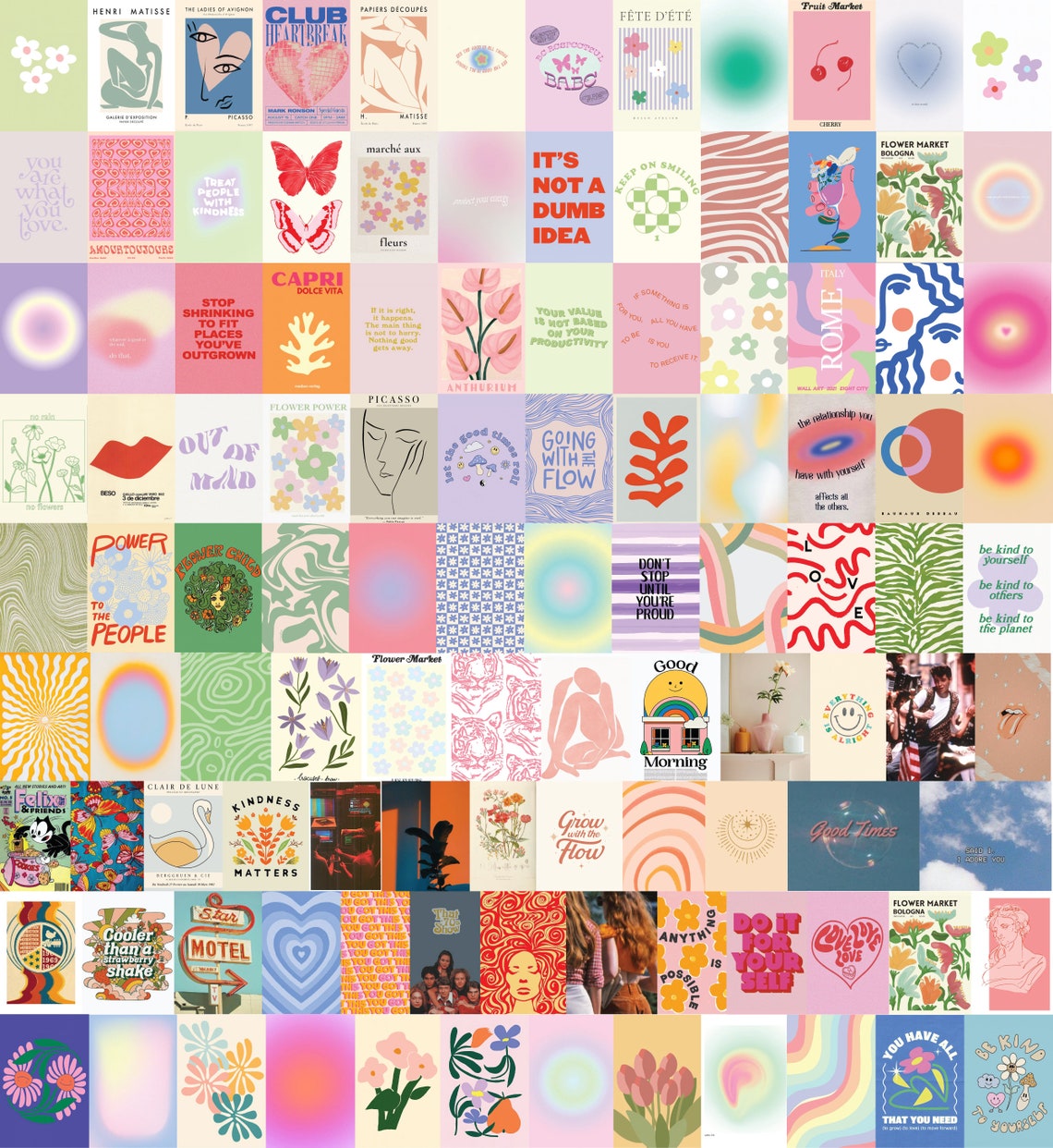 120 Danish Pastel Aesthetic Wall Collage Kit VSCO Girl Room - Etsy