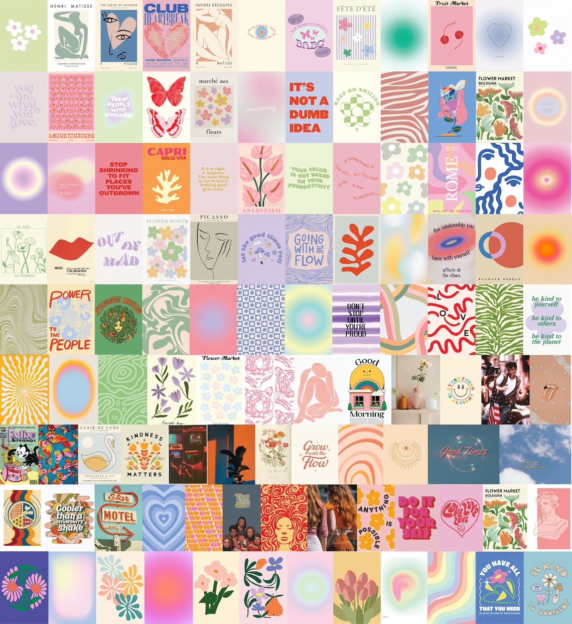 120 Danish Pastel Aesthetic Wall Collage Kit VSCO Girl Room Etsy