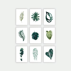 Tropische Blätter Set Wandkunst, Blätter Drucke, Blatt Druck Wand Kunst Dekor, Bauernhaus Kunst, botanisches Poster, Monstera, Banane, Palme