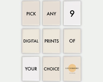 Pick Your Own 9 Digital Prints - Pick Any 9 Prints, Custom Gallery Wall, Printable Wall Art, Gallery Wall Art, Custom Wall Art, Set of 9