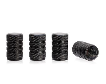 Metal Tire Valve Caps Set of 4, Anodized Aluminum Valve Stem Caps for Cars, SUVs, Motorcycles & Bikes, Durable Knurled Tire Caps