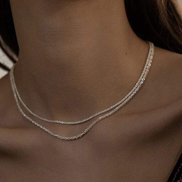 S925 Silver Minimalist Necklace, Simple silver necklace, Elegant Silver Chain Choker