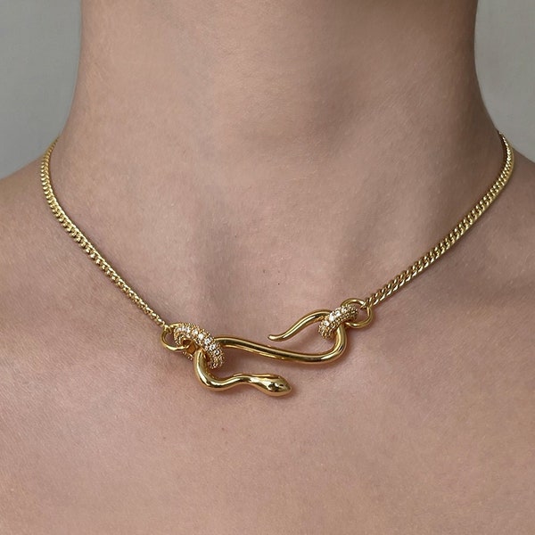 Gold/Silver Choker Chain, Serpenti Necklace