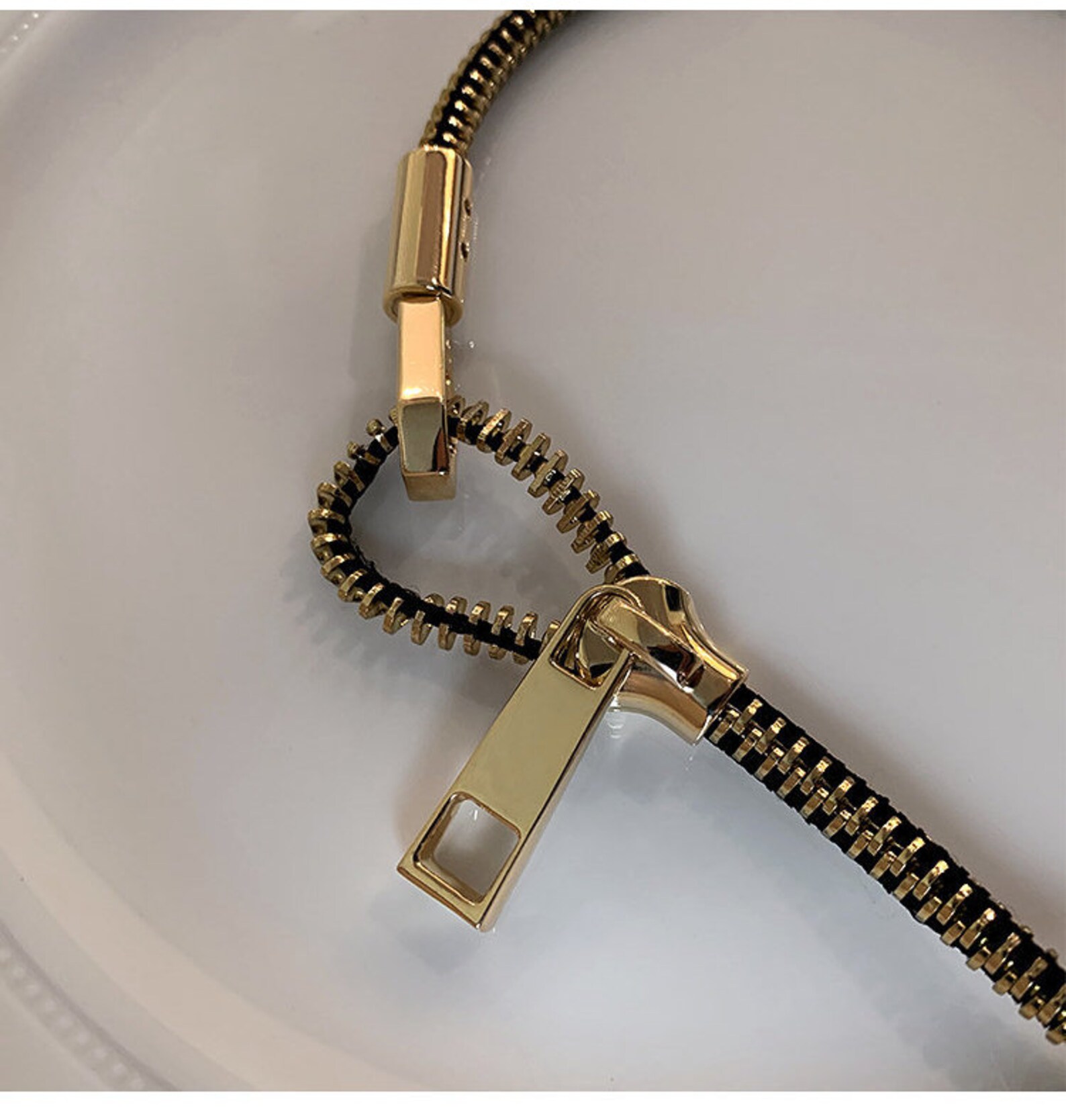 Luxury Zipper Necklace Long Drop Gold/silver Chain Zipped Etsy