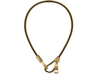 Luxury Zipper Necklace Long Drop Gold/silver Chain Zipped 