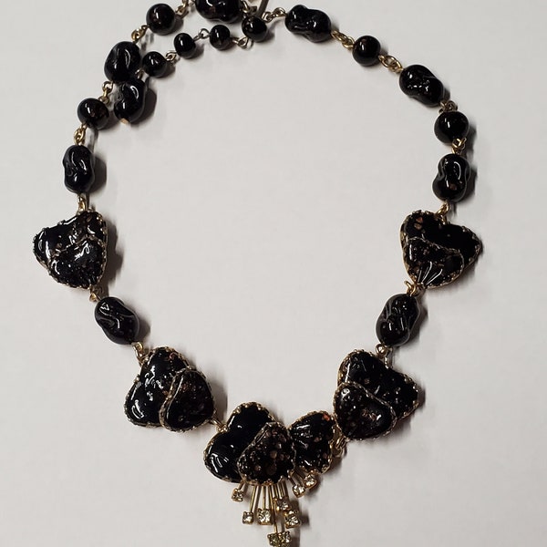 Jewels by Julio Layered Black Gold Copper Flus Mayorka Petals 17"  (Gb1)