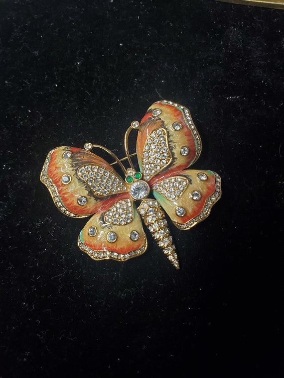 KENNETH JAY LANE K.J.L. Enamel Butterfly Brooch 2… - image 1